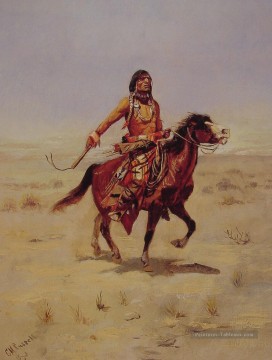 Art du cavalier indien occidental Amérindien Charles Marion Russell Peinture à l'huile